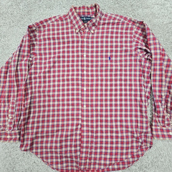 Ralph Lauren Blake Shirt Mens XL Plaid Button Up Long‎ Sleeve Blue Pony Preppy - Picture 2 of 10